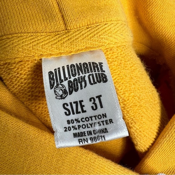 Billionaire Boys Club Mustard Yellow Pullover Hoodie Pockets Long Sleeves Sz 3T - Picture 10 of 10